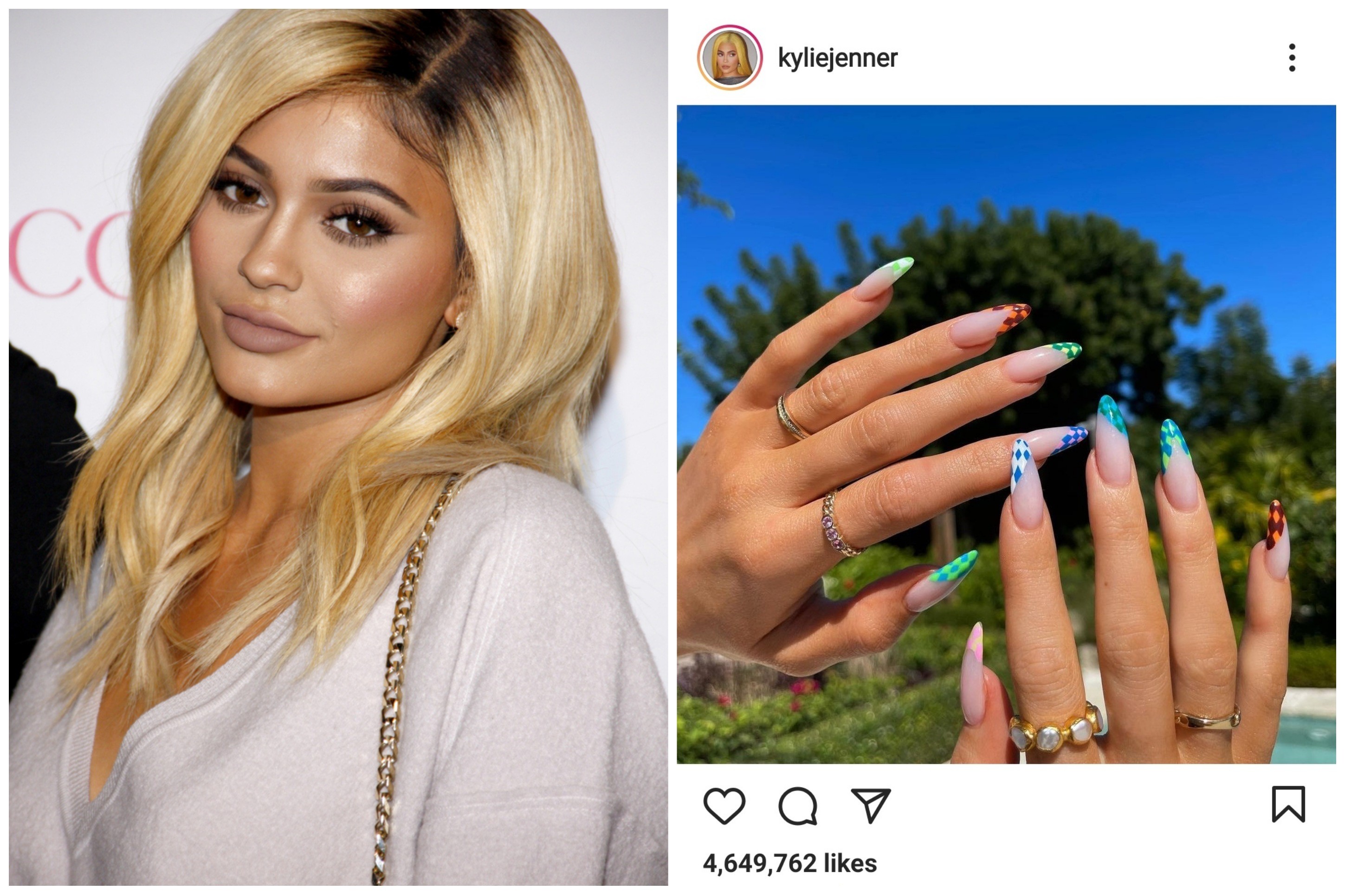 Kylie Jenner posses her funky nail art