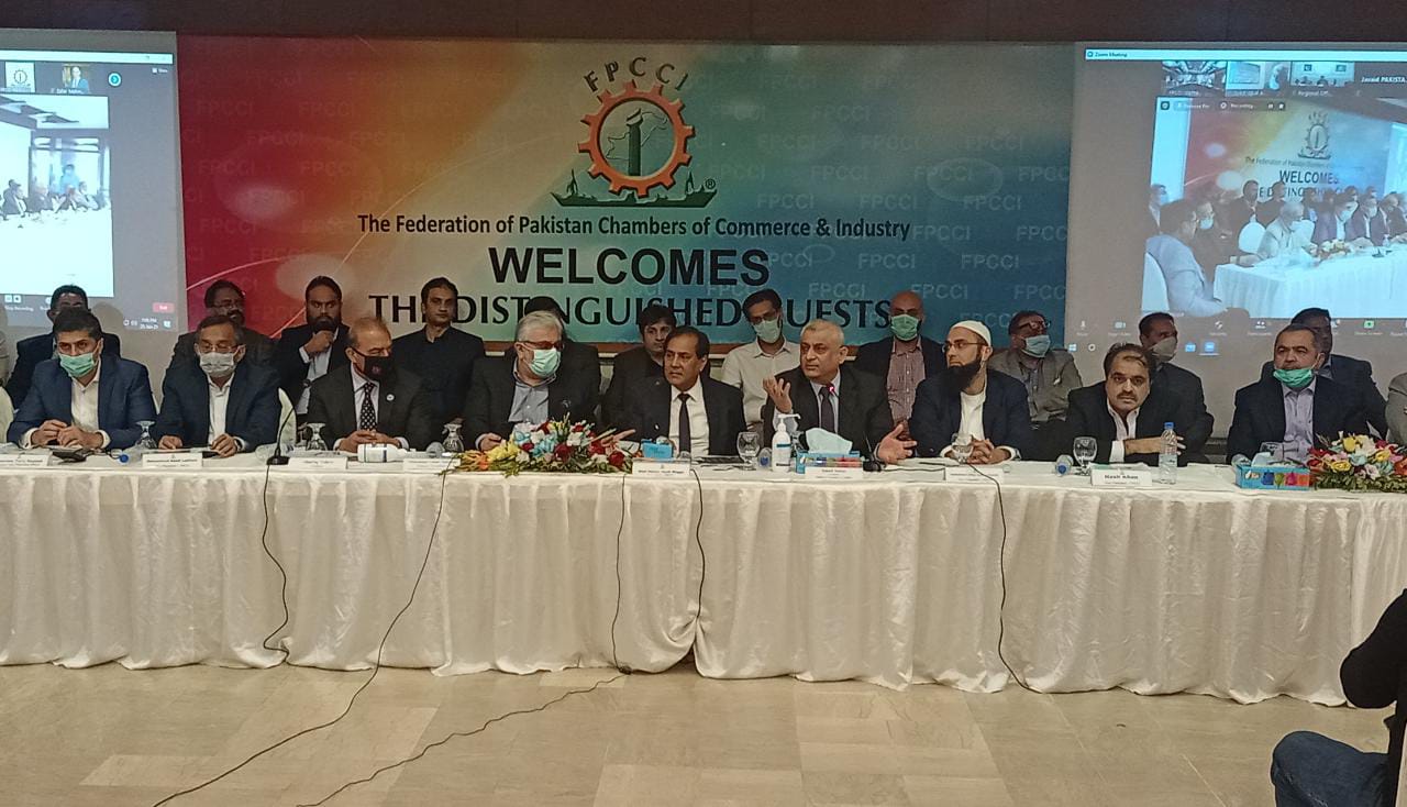 President FPCCI Nasser Hyatt Maggo, President KCCI Shariq Vohra and Zubair Motiwala along with Ather Sultan Chawla, Nasir Khan, Hanif Lakhani, Khurrum Sayeed, Javed Bilwani, Junaid Makda, Zain Bashir, Asif Inam, Haroon Farooq, and Chairmen of all Town Associations held a press conference at FPCCI Karachi.