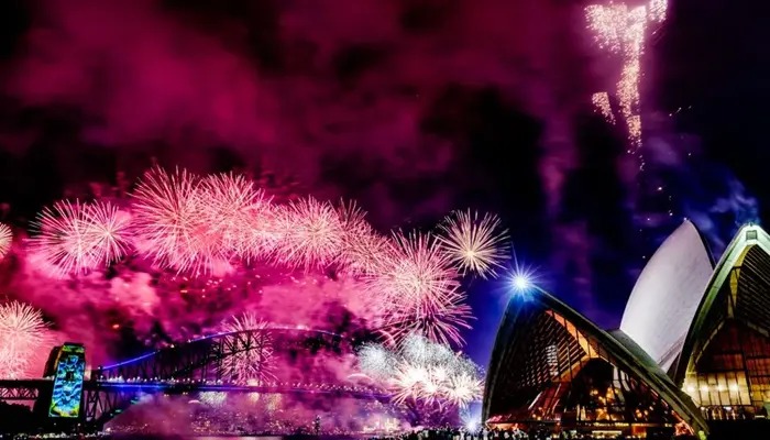 A spectacular display rewarded the patient crowd, lighting up the midnight sky over Sydney Harbour Bridge.