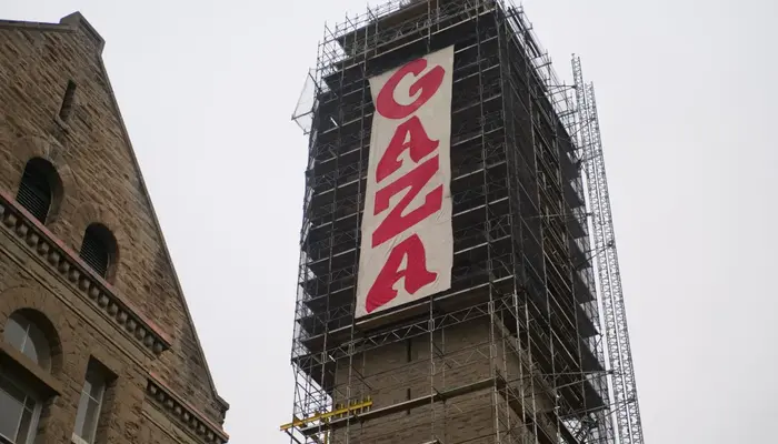 Cornell Students Hang Giant Gaza Banner in Bold Protest