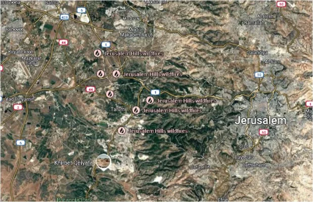 wildfires in Israel caught on the maps