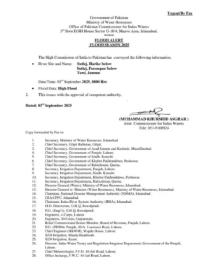 India Issues Alert on Sutlej and Tawi Rivers
